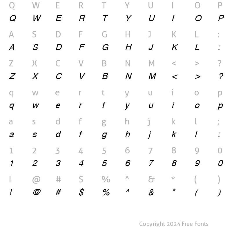 Character Map of Svoboda Italic