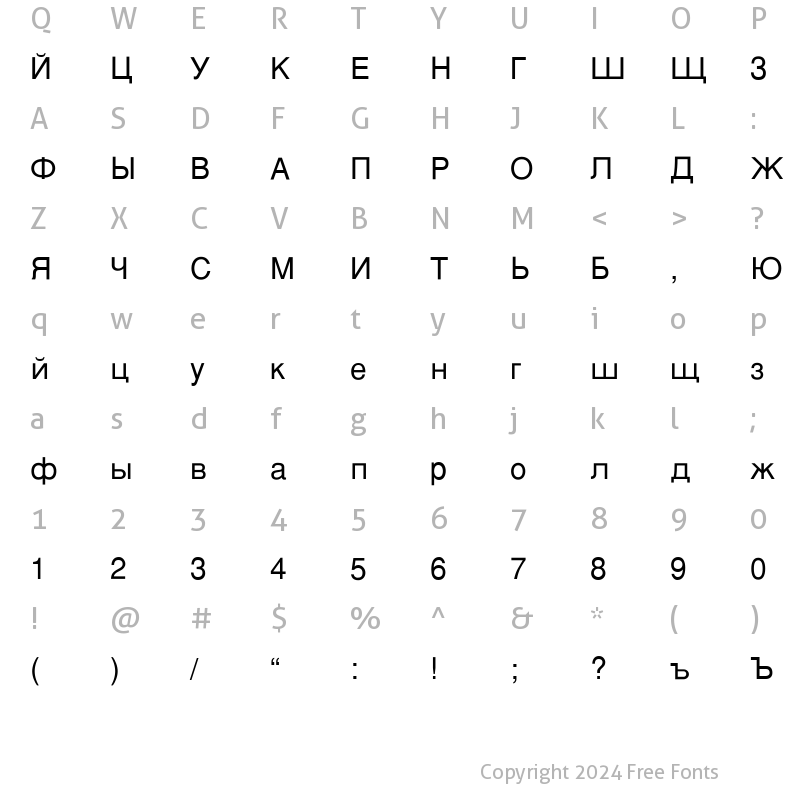 Character Map of SvobodaFLF Regular