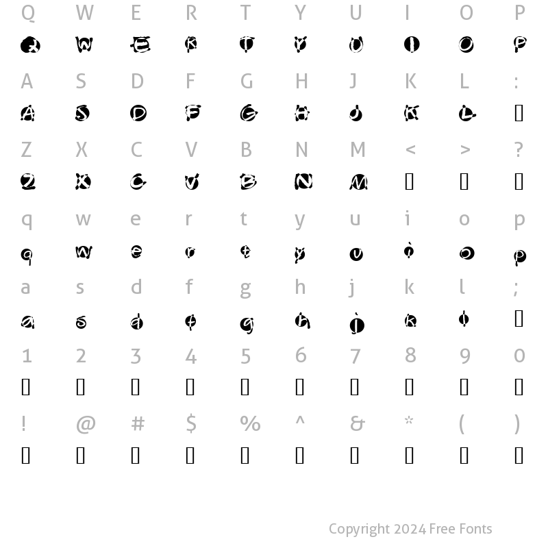 Character Map of Swabba Regular