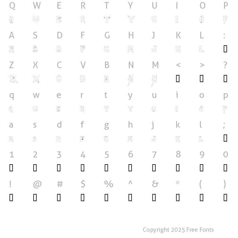 Character Map of SwampTerrorOutline Regular