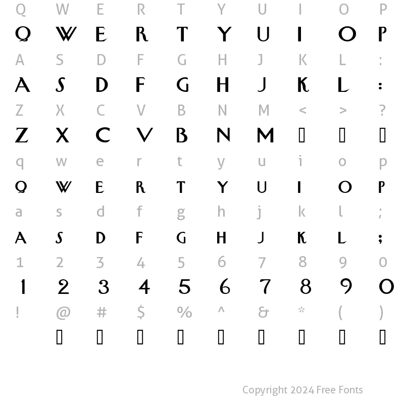 Character Map of Swan Bold