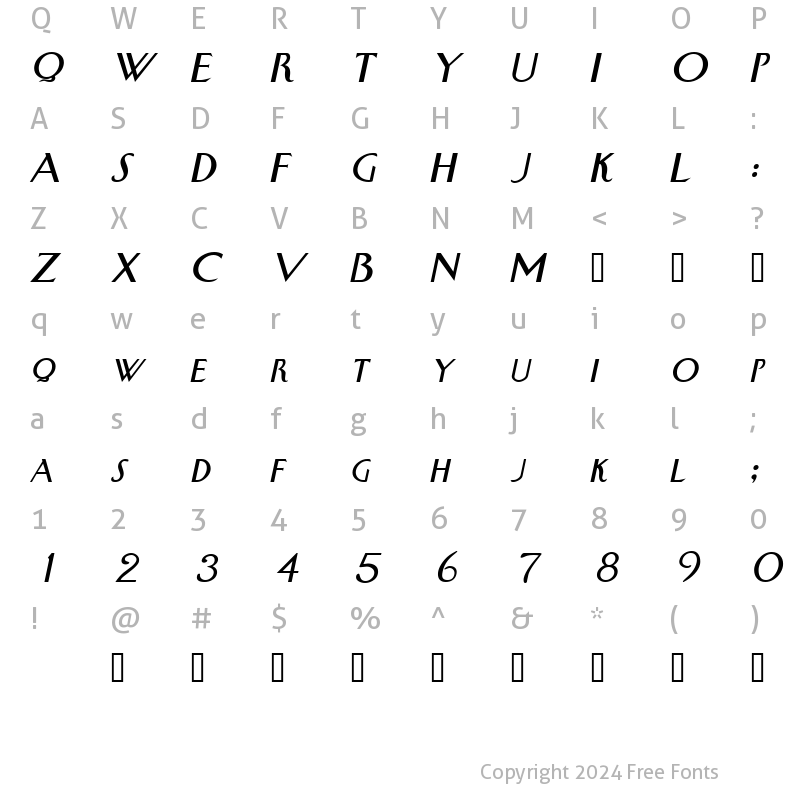 Character Map of Swan Italic