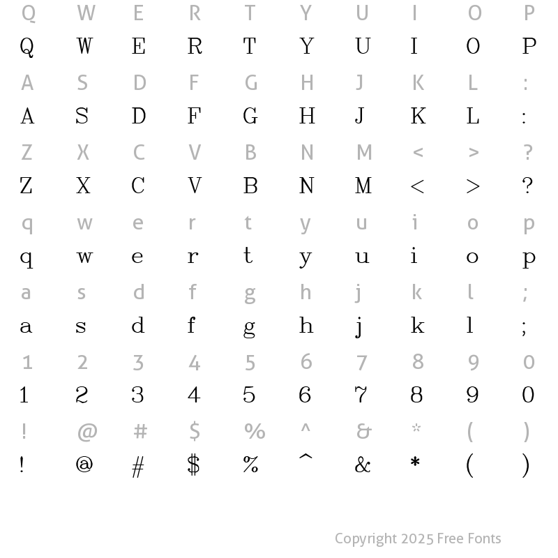 Character Map of SWComp Regular