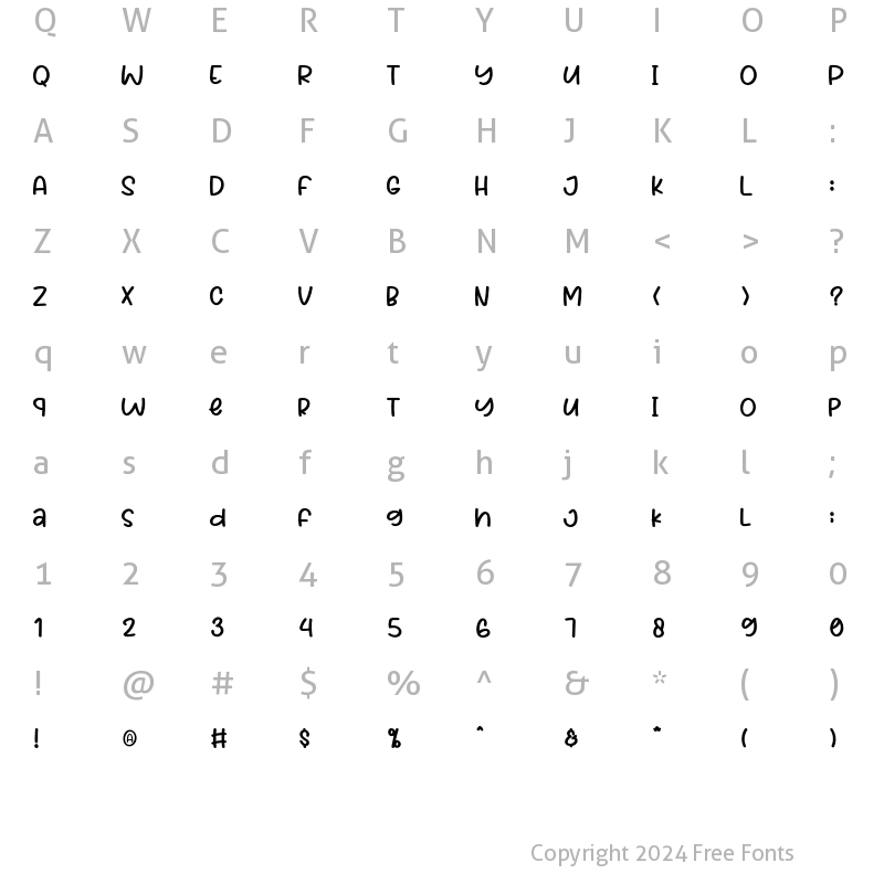 Character Map of Sweaty Grapes Regular