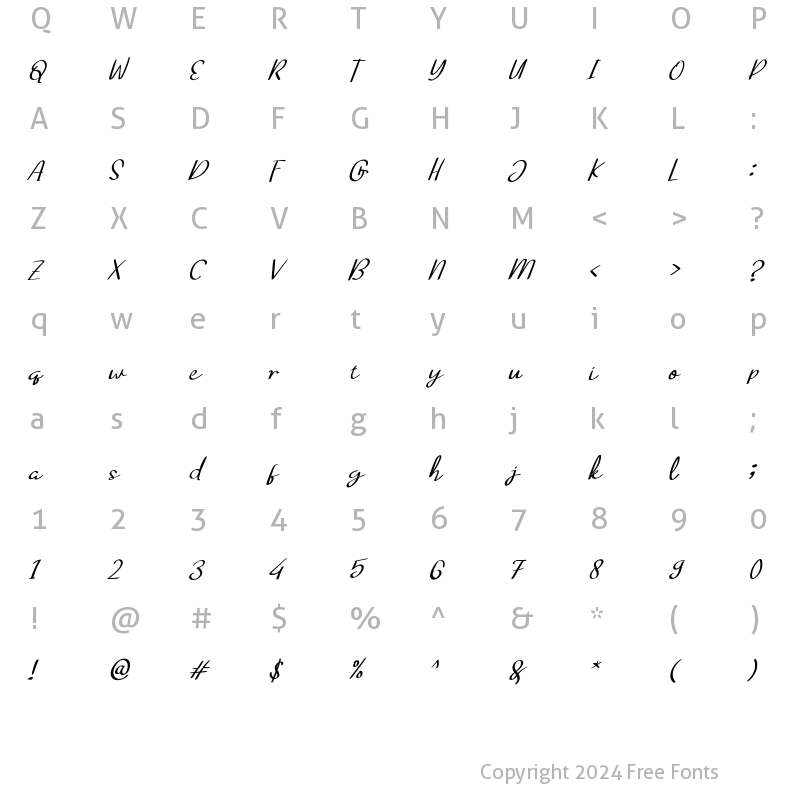 Character Map of Swedish Italic