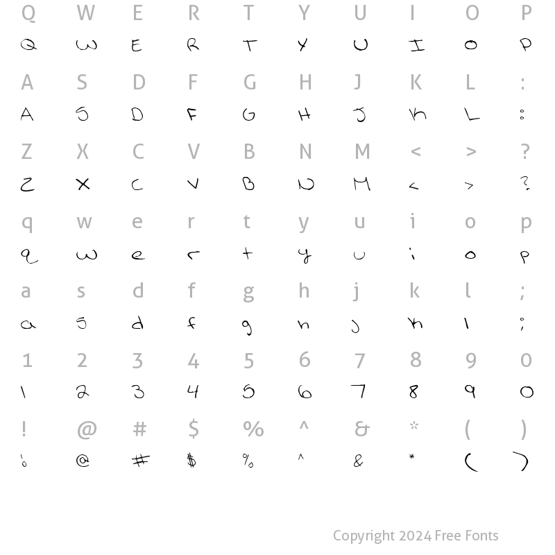 Character Map of Sweenage Regular