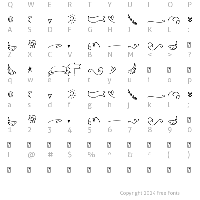 Character Map of Sweet Ball Extras Regular