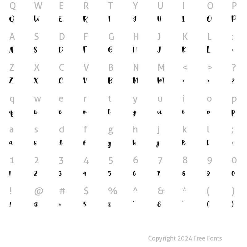 Character Map of Sweet Bread Regular