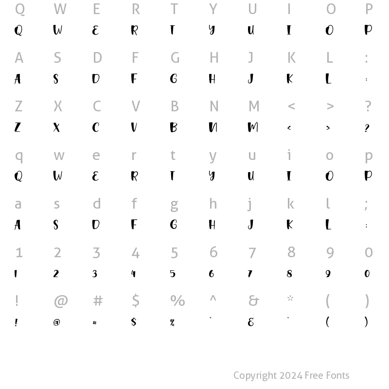 Character Map of Sweet Bread Uppercase Regular