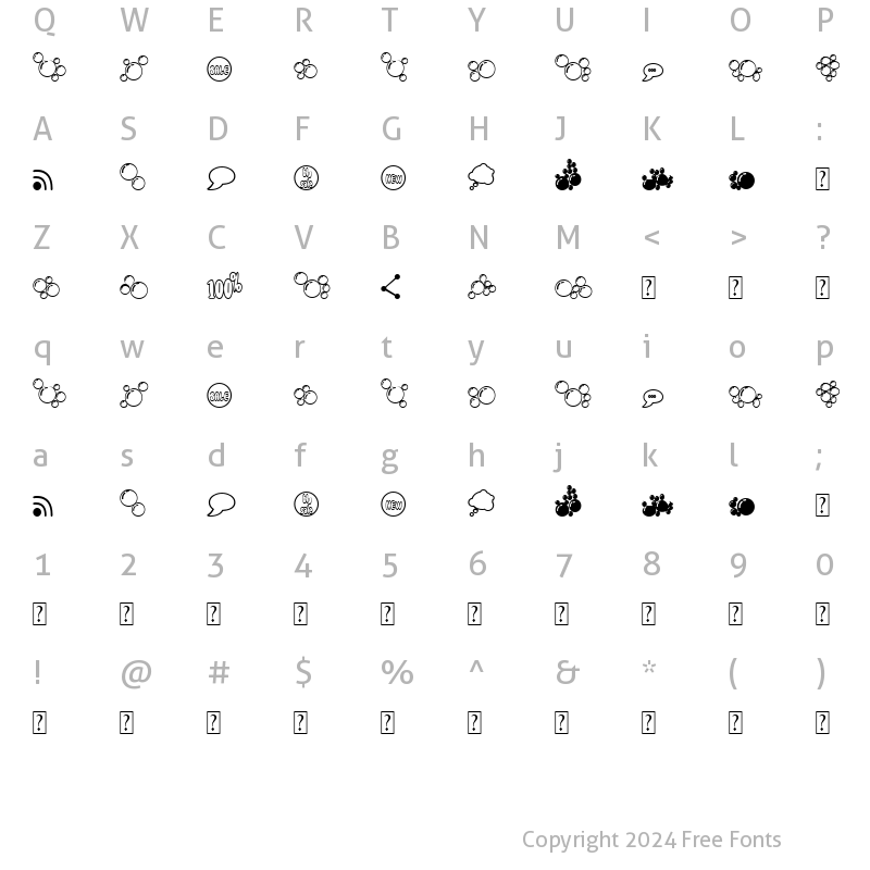 Character Map of Sweet Bubble doodle Regular