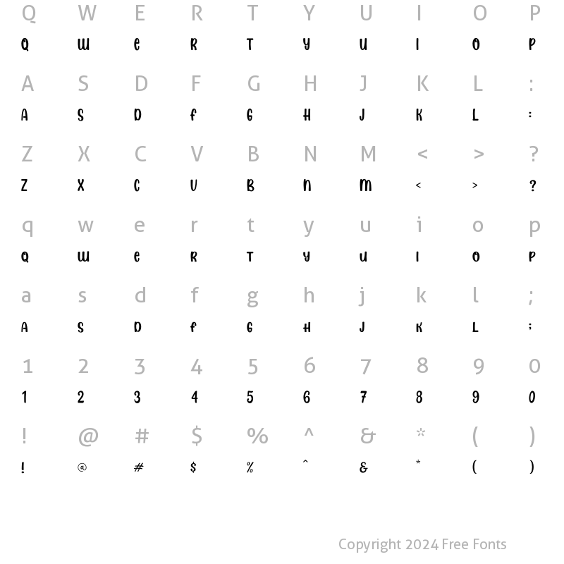 Character Map of Sweet Butter Regular