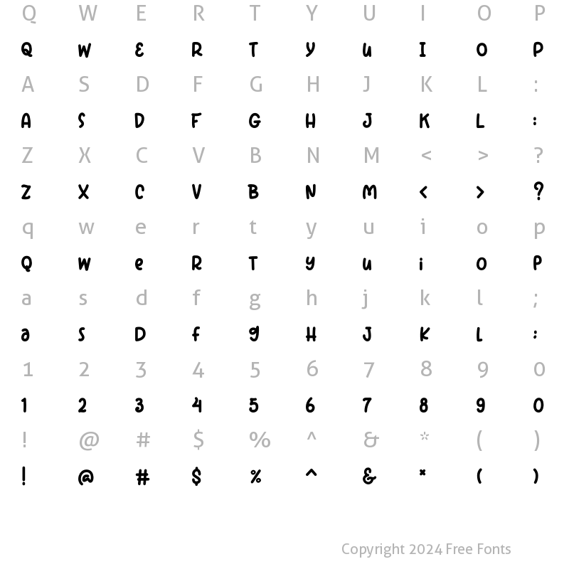 Character Map of Sweet Cupcake Regular