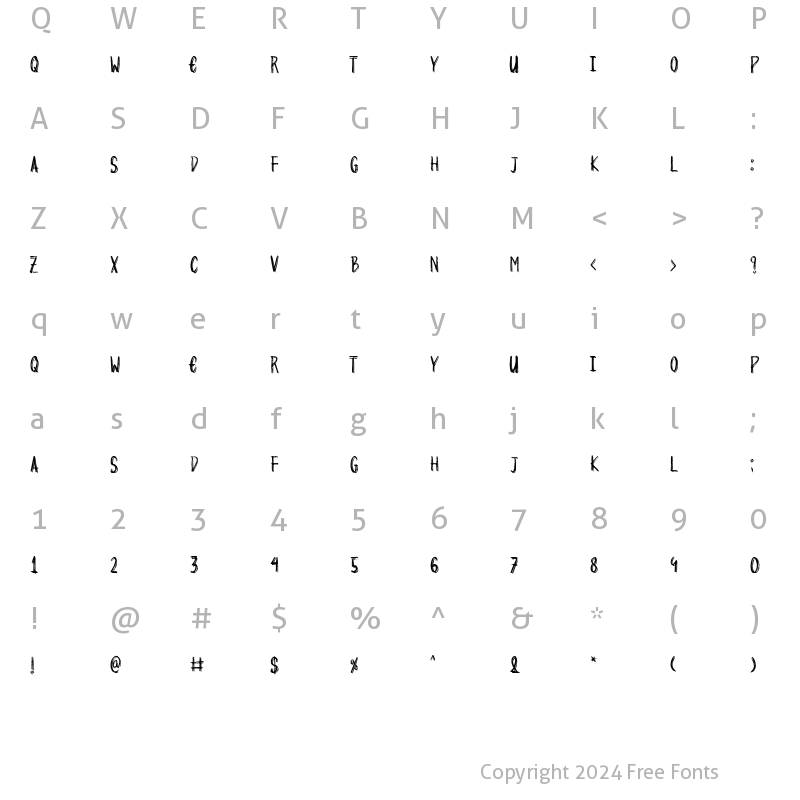 Character Map of Sweet Disposition Regular