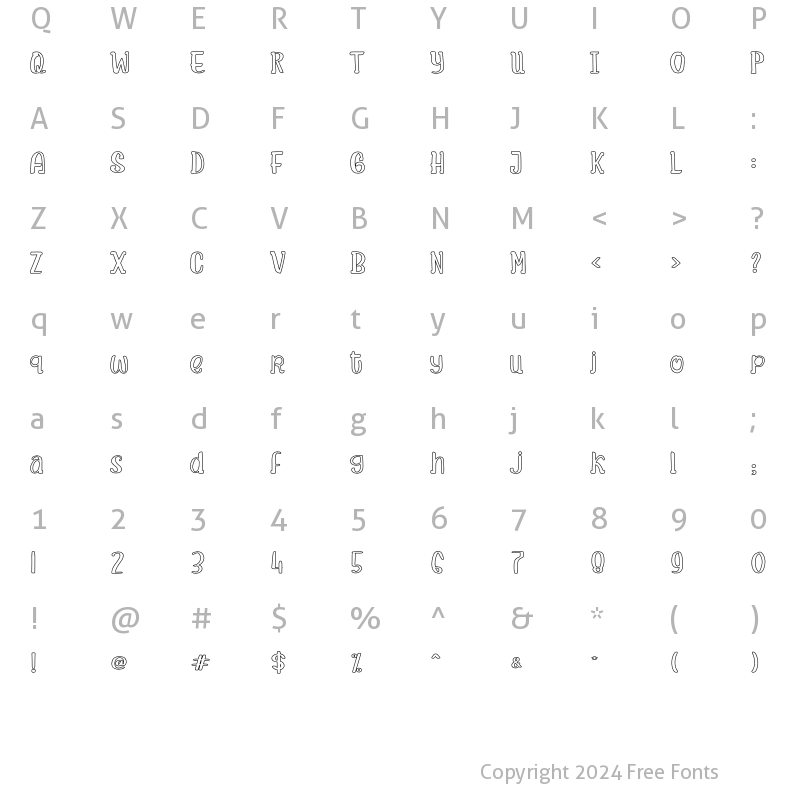 Character Map of Sweet Dreams Regular