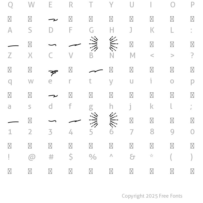 Character Map of SWEET FAIRY SWASH