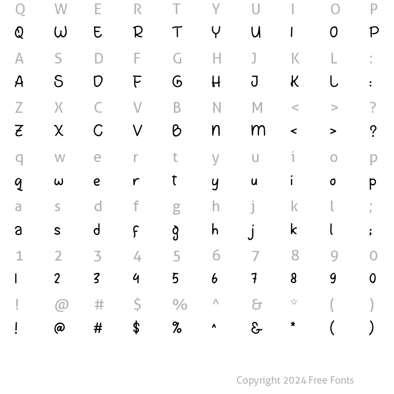 Character Map of SWEET FAIRY THIN