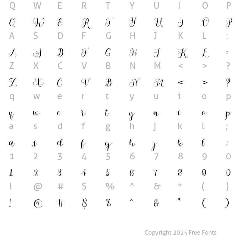 Character Map of Sweet Love Script Regular