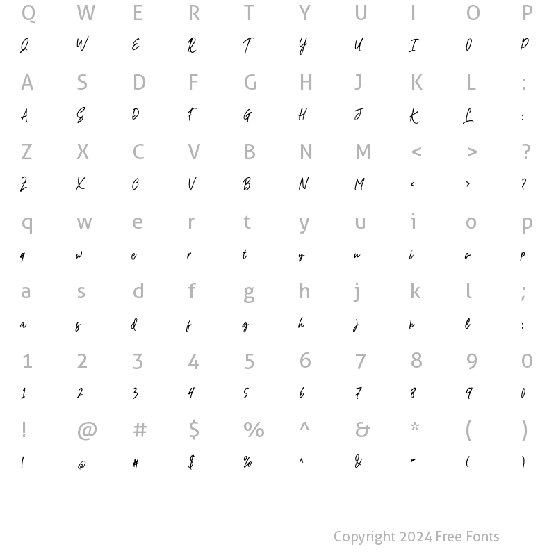 Character Map of Sweet Partner Clean Light