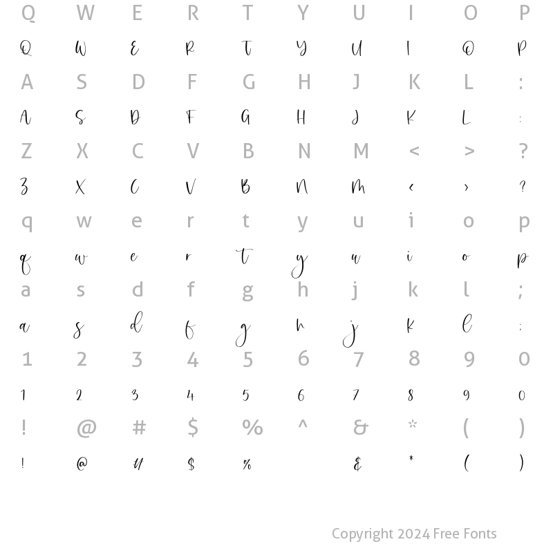 Character Map of Sweet Sophie Regular