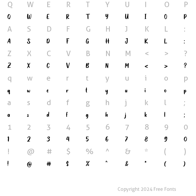 Character Map of Sweet Talk Regular