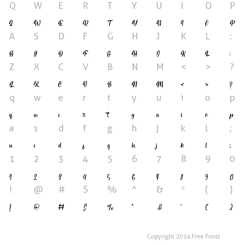 Character Map of Sweet Valentine Regular