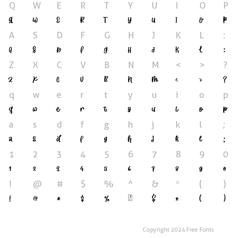 Character Map of Sweet WItch Regular