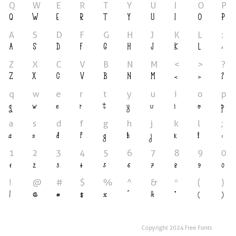 Character Map of Sweetline Regular