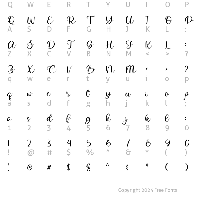 Character Map of Sweety Palm Regular