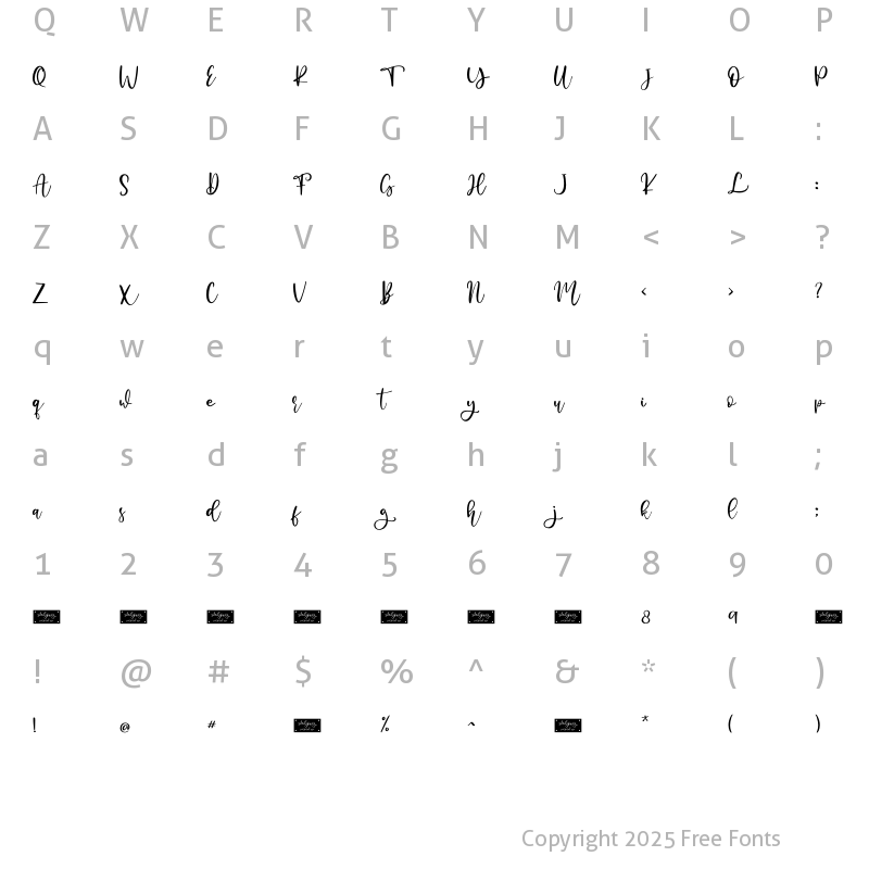 Character Map of Sweetyoung - Personal Use Regular