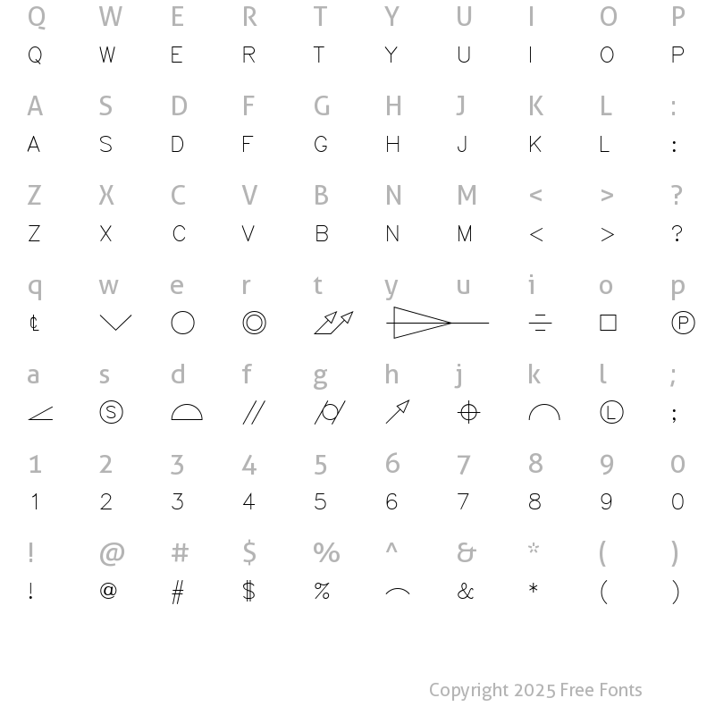 Character Map of SWGDT Regular