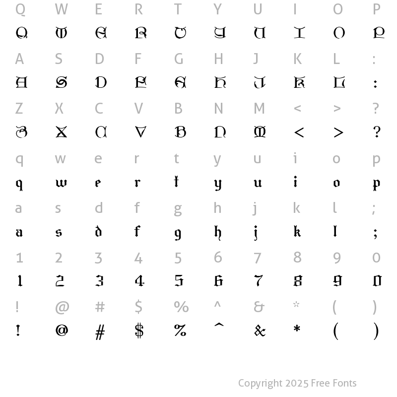 Character Map of SWGothi Regular