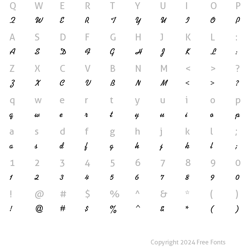 Character Map of Swing MT Bold Regular