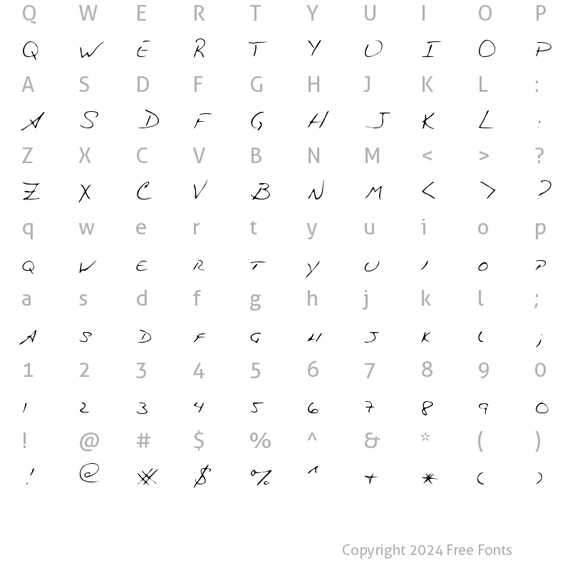 Character Map of Swing Regular