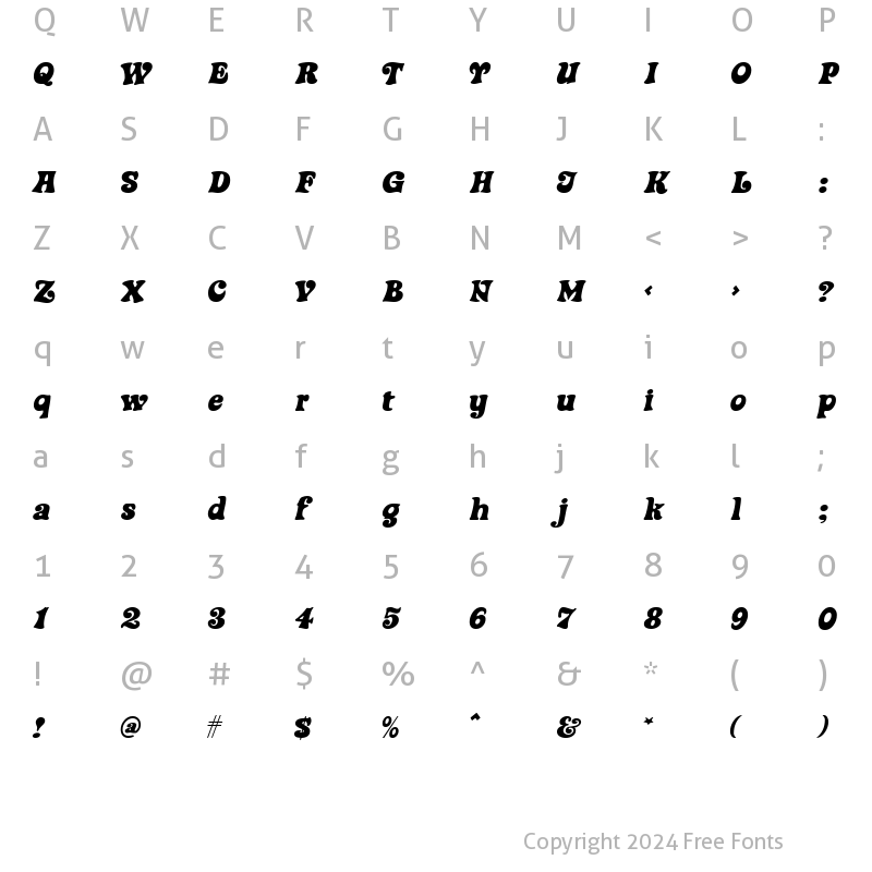 Character Map of Swingtime MF Regular