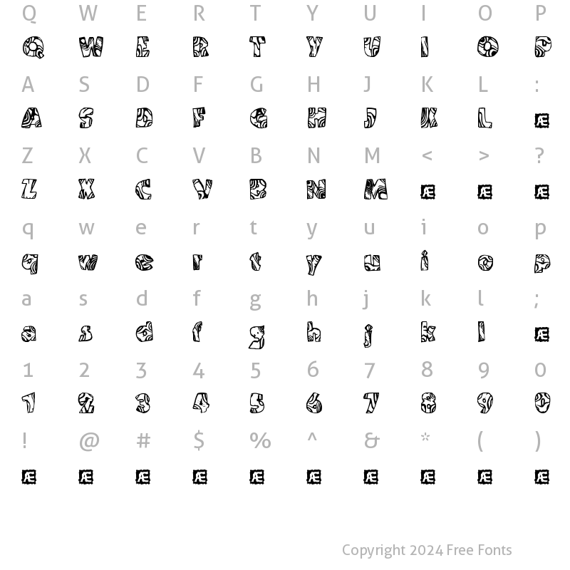 Character Map of Swirled (BRK) Regular