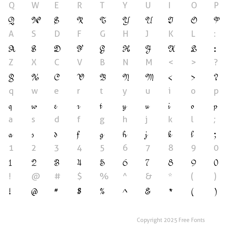 Character Map of Swirlity Bold