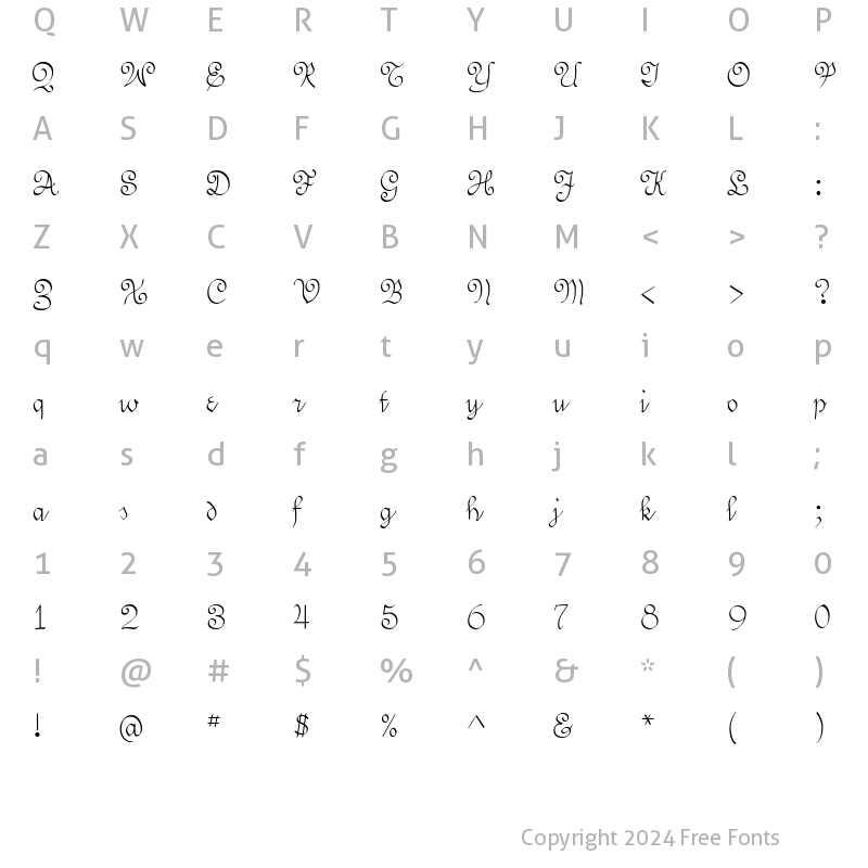 Character Map of Swirlity Regular