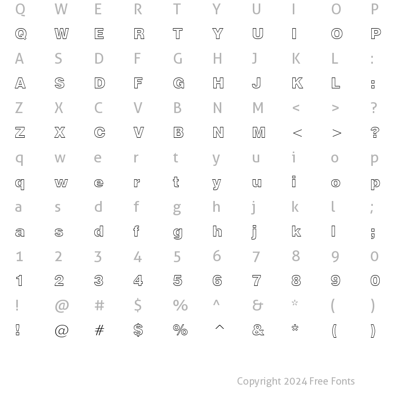 Character Map of Swis721 BlkOul BT Black