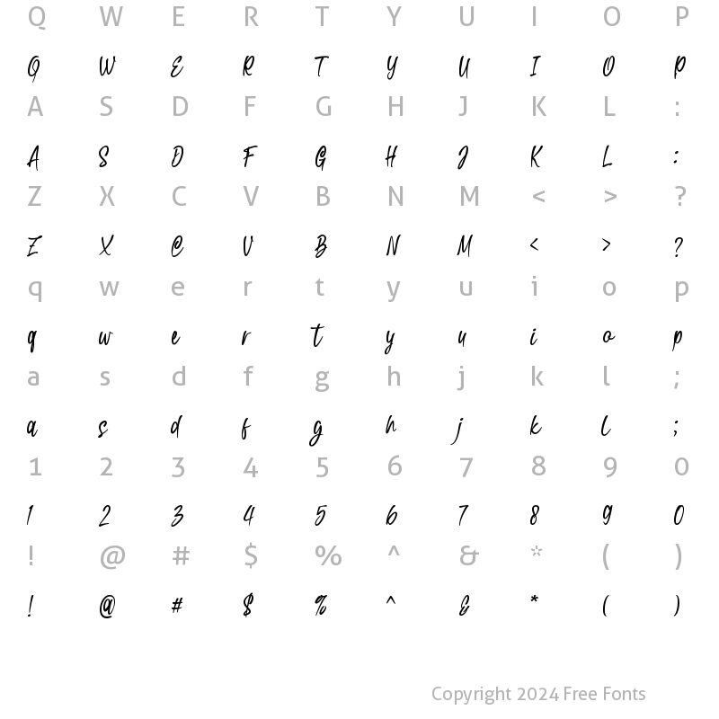 Character Map of Swishine Regular