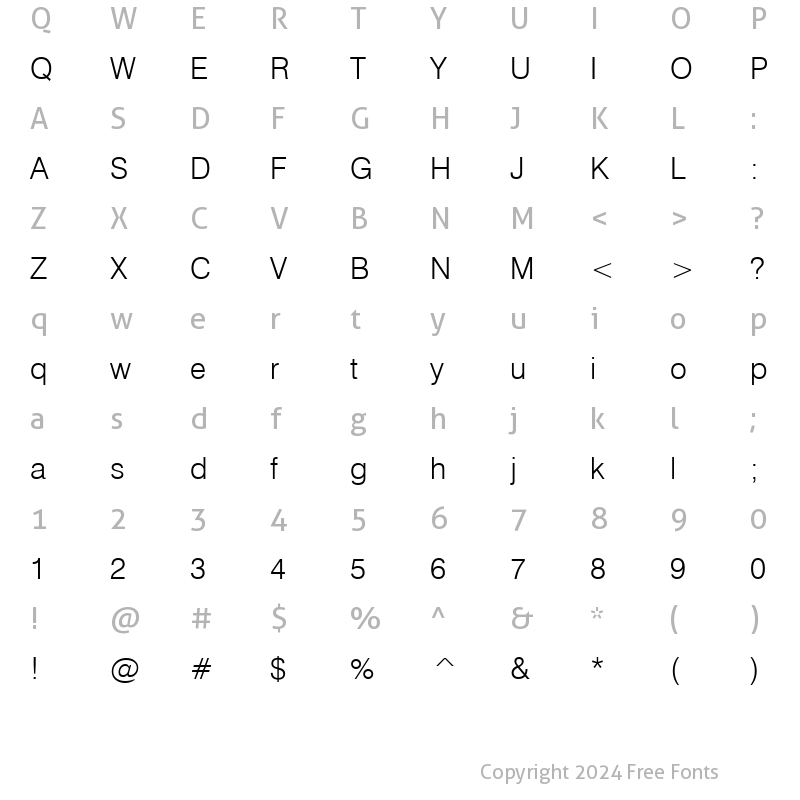 Character Map of Swiss 721 Light BT Regular