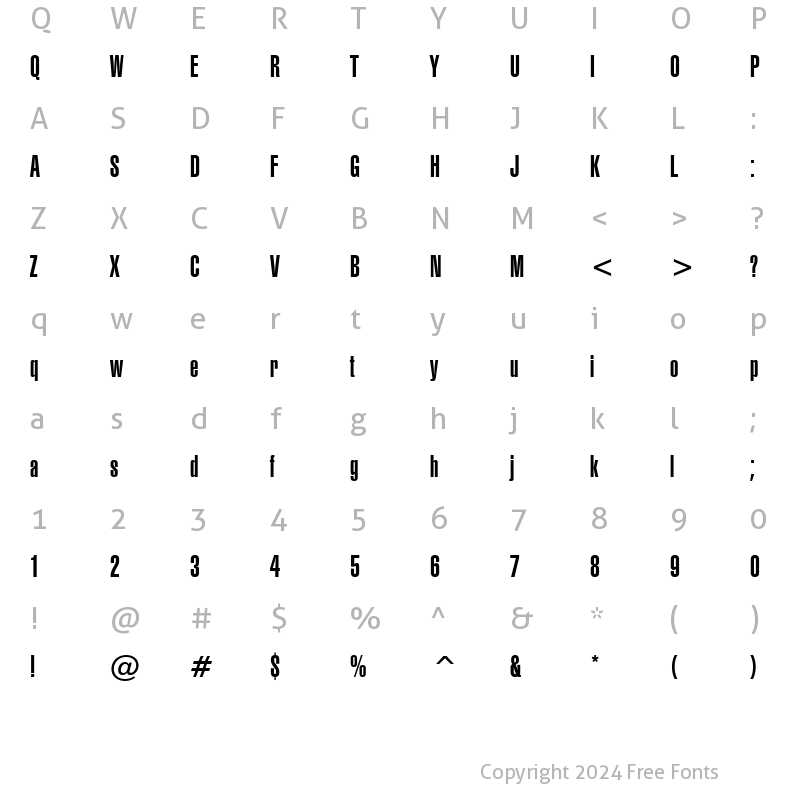 Character Map of Swiss911 UCm BT Regular