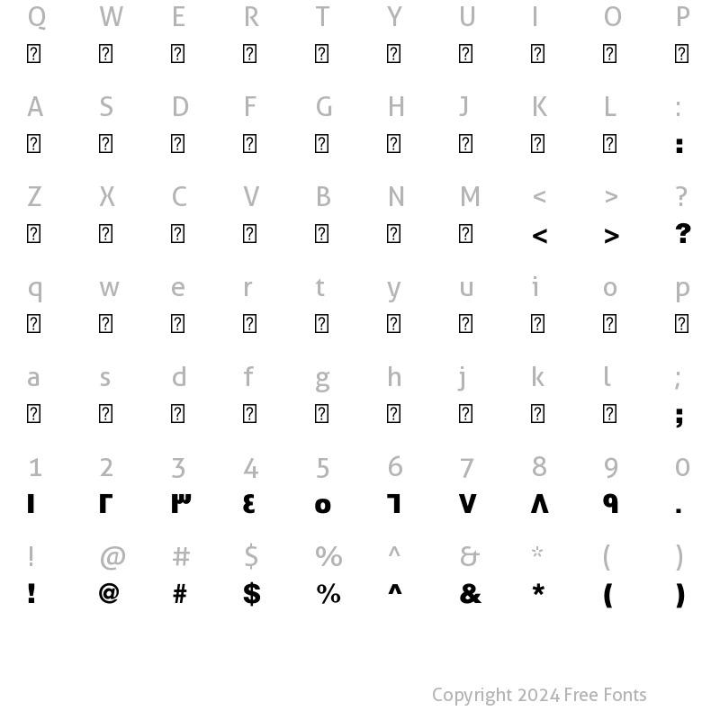 Character Map of Swissra-Black ?