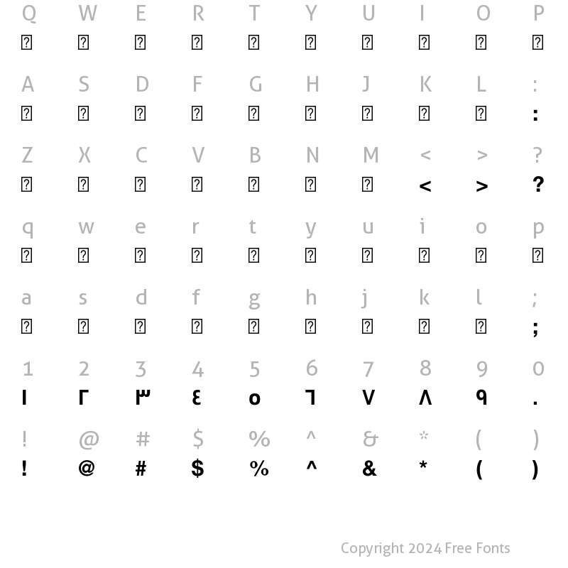 Character Map of Swissra-Bold ?