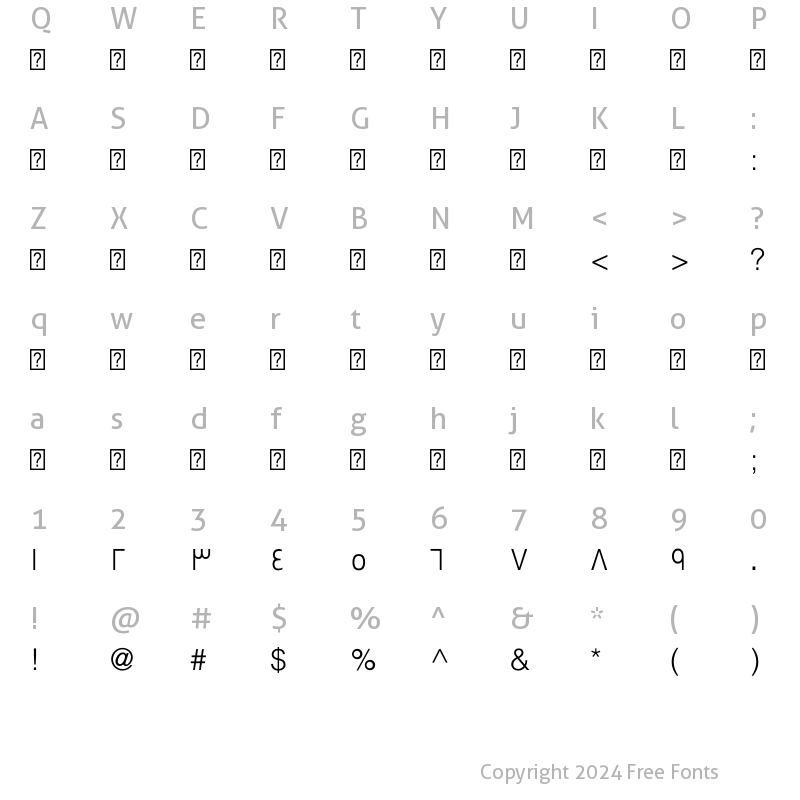 Character Map of Swissra-Light ?