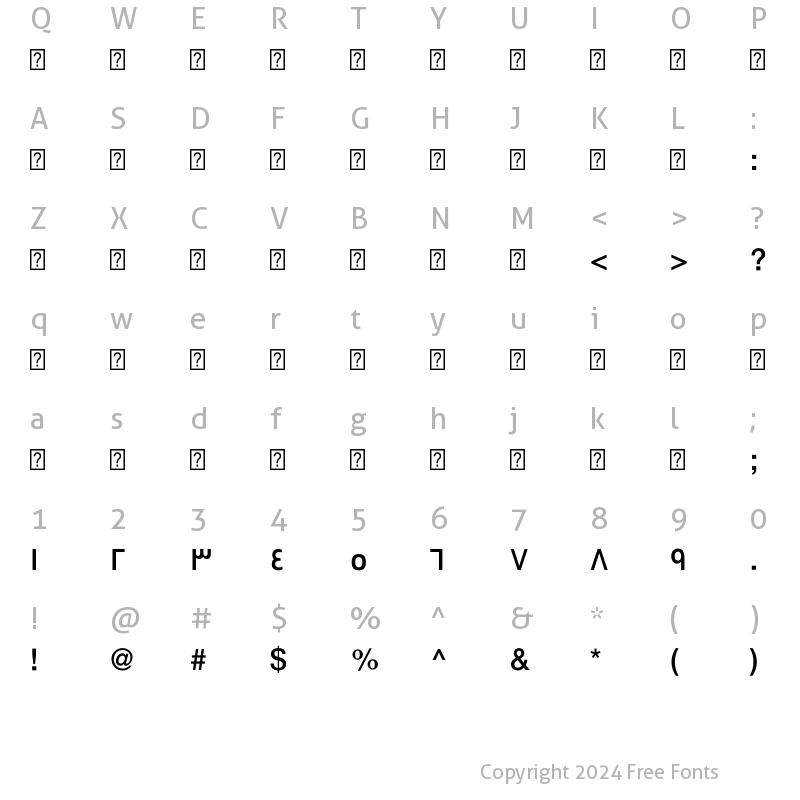 Character Map of Swissra-Medium ?