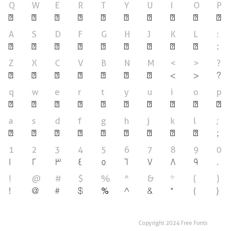 Character Map of Swissra-Thin ?