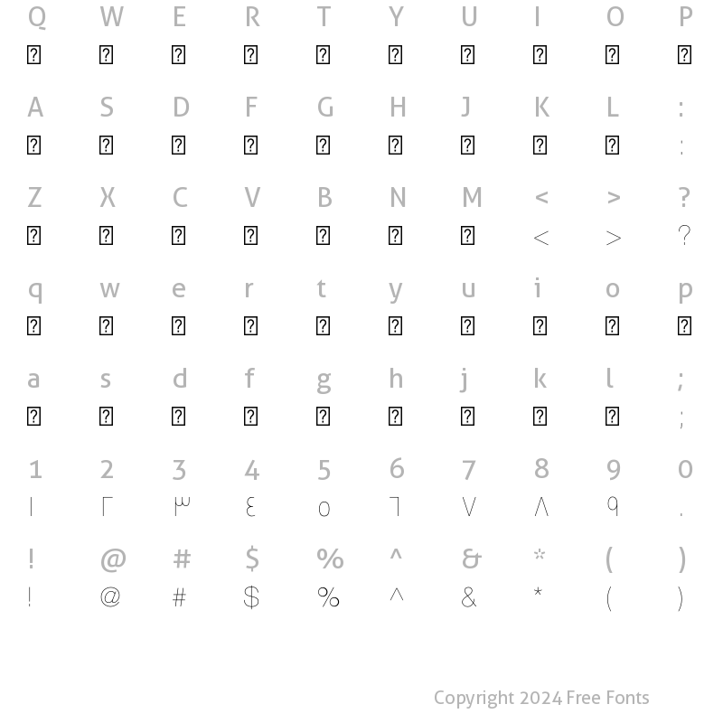 Character Map of Swissra-UltraLight ?