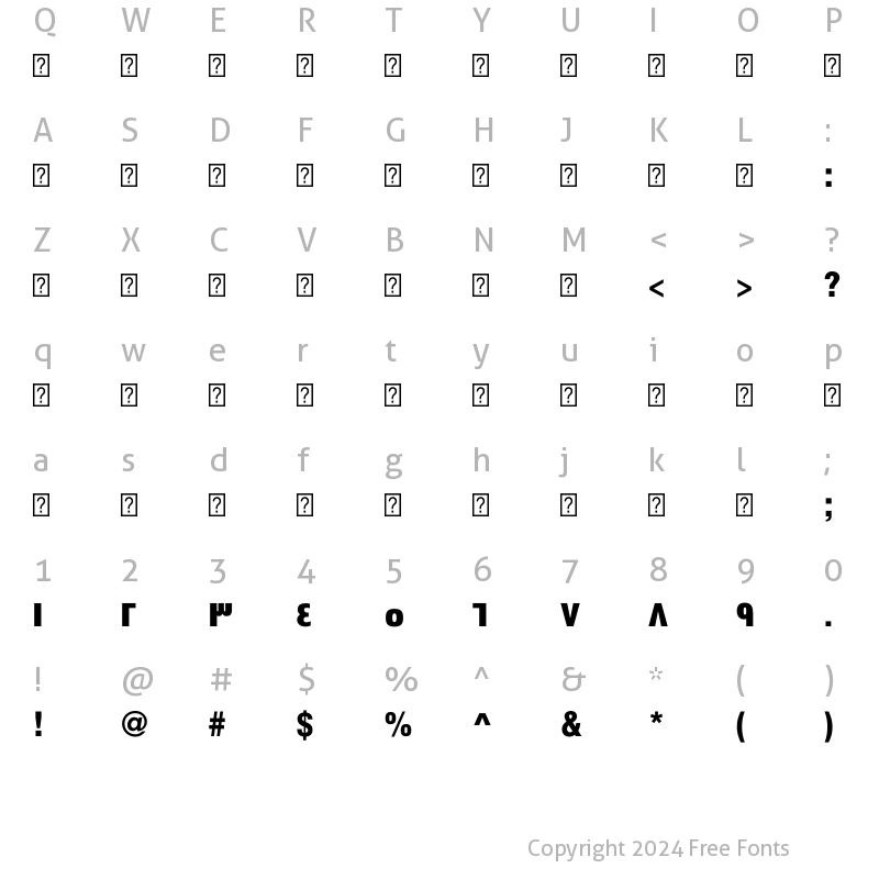 Character Map of SwissraCondensed-Black ?