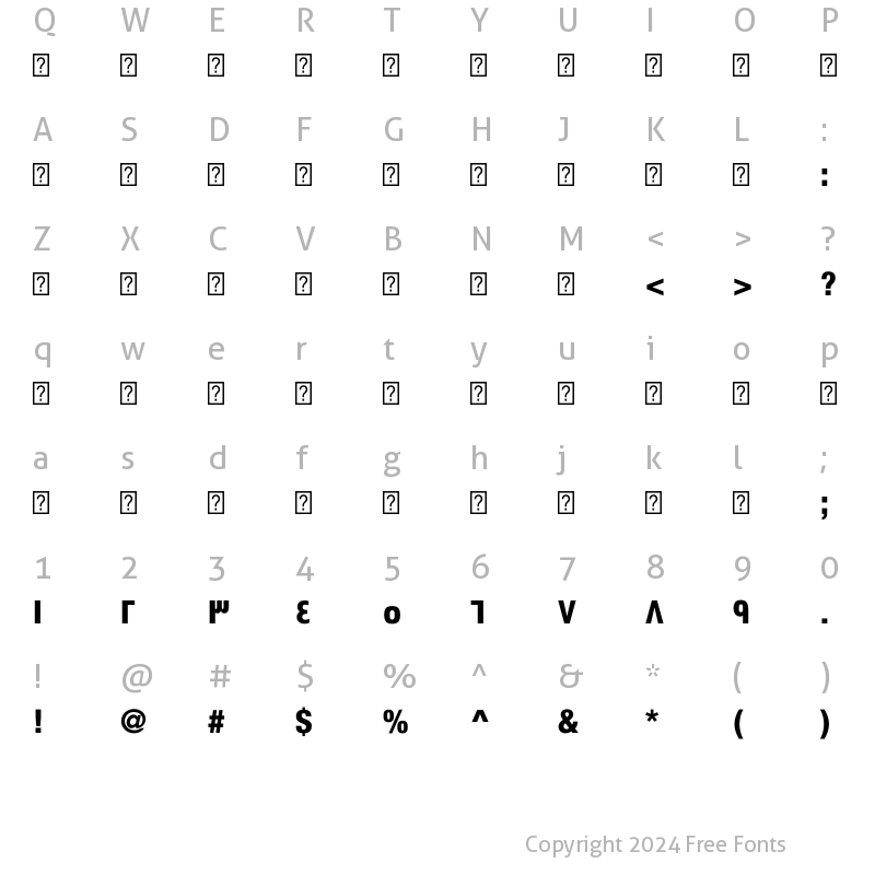 Character Map of SwissraCondensed-Heavy ?