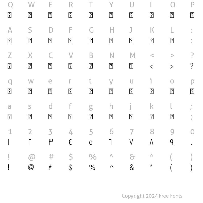 Character Map of SwissraCondensed-Light ?